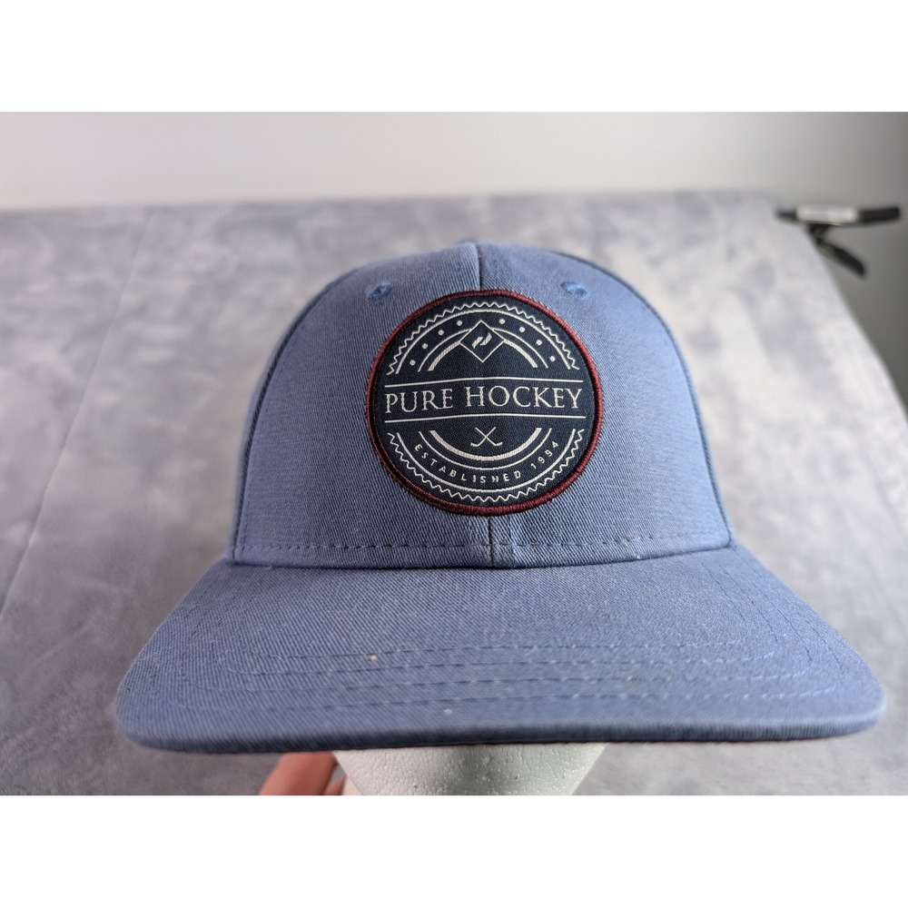 Pure Hockey Snapback Hat Blue Maroon Flat Brim Adjustable Baseball Cap Cotton